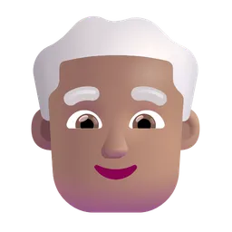Man: Medium Skin Tone, White Hair Microsoft 3D Fluent
