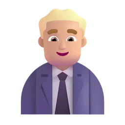 남성 직장인: 중간 정도의 밝은 피부 톤 Microsoft 3D Fluent