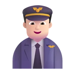 Man Pilot: Light Skin Tone Microsoft 3D Fluent