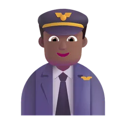 Man Pilot: Medium-Dark Skin Tone Microsoft 3D Fluent