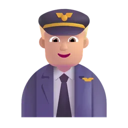 Man Pilot: Medium-Light Skin Tone Microsoft 3D Fluent
