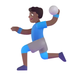 Man Playing Handball: Medium-Dark Skin Tone Microsoft 3D Fluent