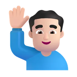 손을 들어 올리는 남자: 밝은 피부 톤 Microsoft 3D Fluent