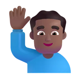 손을 들어 올리는 남자: 중간 어두운 피부 톤 Microsoft 3D Fluent
