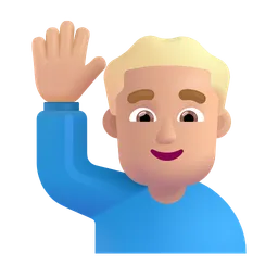 손을 들어 올리는 남자: 중간 밝은 피부 톤 Microsoft 3D Fluent