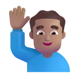 Man Raising Hand: Medium Skin Tone Microsoft 3D Fluent