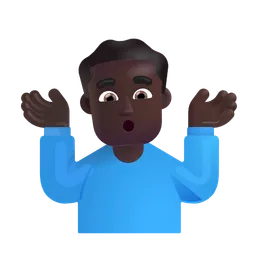 어깨를 으쓱하는 남자: 어두운 피부 톤 Microsoft 3D Fluent