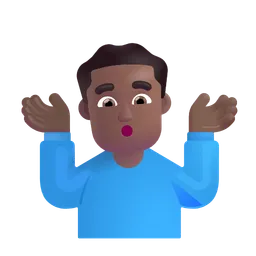 어깨를 으쓱하는 남자: 중간 정도의 어두운 피부 톤 Microsoft 3D Fluent