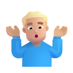 어깨를 으쓱하는 남자: 중간 밝은 피부 톤 Microsoft 3D Fluent
