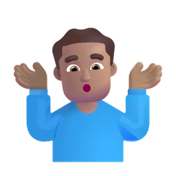 어깨를 으쓱하는 남자: 중간 피부 톤 Microsoft 3D Fluent