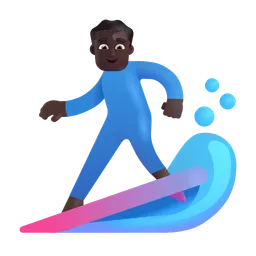 Man Surfing: Dark Skin Tone Microsoft 3D Fluent