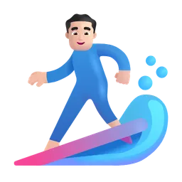 남자 서핑: 밝은 피부 톤 Microsoft 3D Fluent