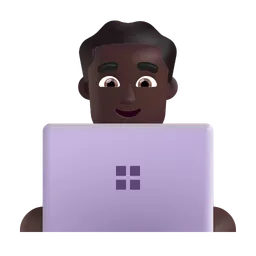 Man Technologist: Dark Skin Tone Microsoft 3D Fluent