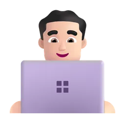 Man Technologist: Light Skin Tone Microsoft 3D Fluent