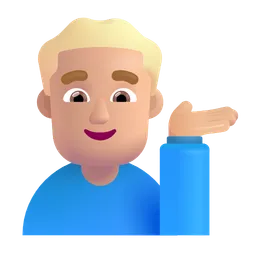 Man Tipping Hand: Medium-Light Skin Tone Microsoft 3D Fluent