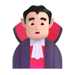 Man Vampire: Light Skin Tone Microsoft 3D Fluent