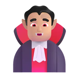 Man Vampire: Medium-Light Skin Tone Microsoft 3D Fluent