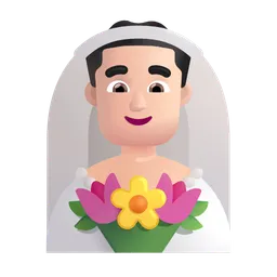 Man with Veil: Light Skin Tone Microsoft 3D Fluent
