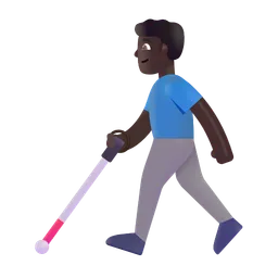 Man with White Cane: Dark Skin Tone Microsoft 3D Fluent