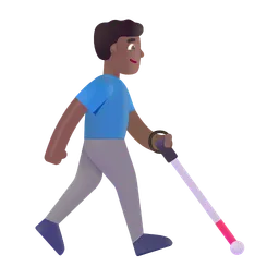 Man with White Cane Facing Right: Medium-Dark Skin Tone Microsoft 3D Fluent
