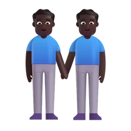 Men Holding Hands: Dark Skin Tone Microsoft 3D Fluent