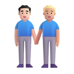 Men Holding Hands: Light Skin Tone, Medium-Light Skin Tone Microsoft 3D Fluent