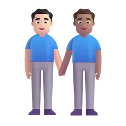 Men Holding Hands: Light Skin Tone, Medium Skin Tone Microsoft 3D Fluent