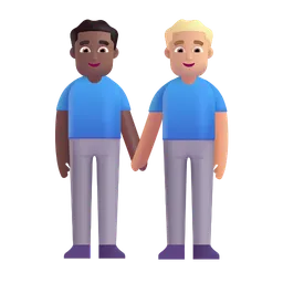 Men Holding Hands: Medium-Dark Skin Tone, Medium-Light Skin Tone Microsoft 3D Fluent