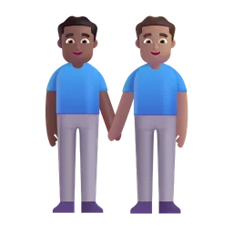 Men Holding Hands: Medium-Dark Skin Tone, Medium Skin Tone Microsoft 3D Fluent