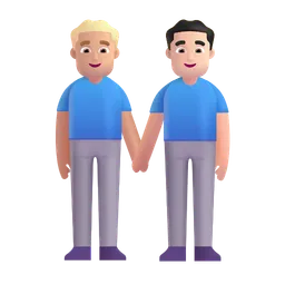 Men Holding Hands: Medium-Light Skin Tone, Light Skin Tone Microsoft 3D Fluent