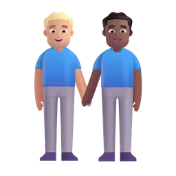 Men Holding Hands: Medium-Light Skin Tone, Medium-Dark Skin Tone Microsoft 3D Fluent