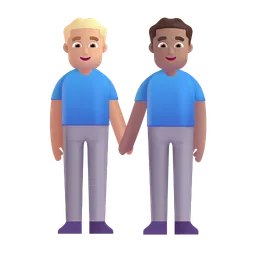 Men Holding Hands: Medium-Light Skin Tone, Medium Skin Tone Microsoft 3D Fluent