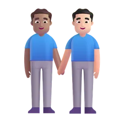 Men Holding Hands: Medium Skin Tone, Light Skin Tone Microsoft 3D Fluent