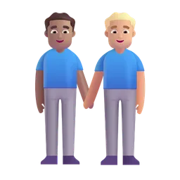 Men Holding Hands: Medium Skin Tone, Medium-Light Skin Tone Microsoft 3D Fluent