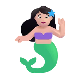 Mermaid: Light Skin Tone Microsoft 3D Fluent