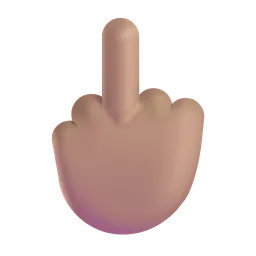 Middle Finger: Medium Skin Tone Microsoft 3D Fluent