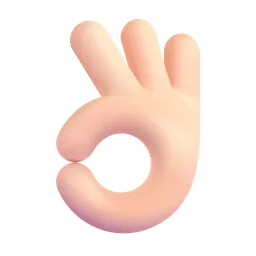 OK Hand: Light Skin Tone Microsoft 3D Fluent