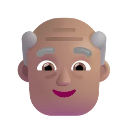 Old Man: Medium Skin Tone Microsoft 3D Fluent