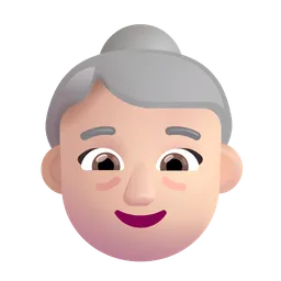 Old Woman: Light Skin Tone Microsoft 3D Fluent