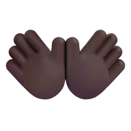 Open Hands: Dark Skin Tone Microsoft 3D Fluent