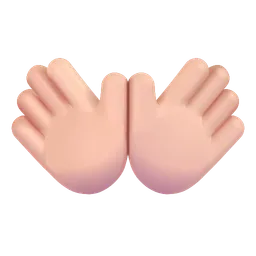 Open Hands: Light Skin Tone Microsoft 3D Fluent