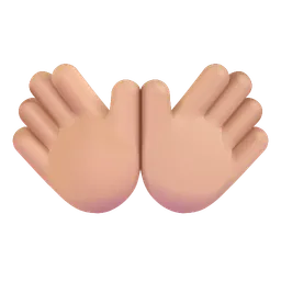 Open Hands: Medium-Light Skin Tone Microsoft 3D Fluent