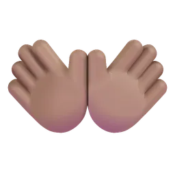 열린 손: 중간 피부 톤 Microsoft 3D Fluent