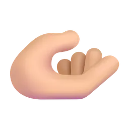 손바닥 위로 손: 중간 정도의 밝은 피부 톤 Microsoft 3D Fluent