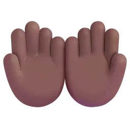 손바닥이 위로 향함: 중간 정도의 어두운 피부 톤 Microsoft 3D Fluent