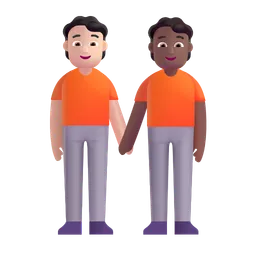 People Holding Hands: Light Skin Tone, Medium-Dark Skin Tone Microsoft 3D Fluent