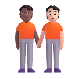 People Holding Hands: Medium-Dark Skin Tone, Light Skin Tone Microsoft 3D Fluent