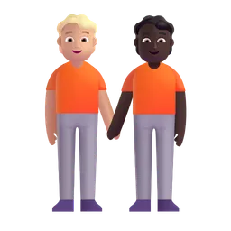 People Holding Hands: Medium-Light Skin Tone, Dark Skin Tone Microsoft 3D Fluent
