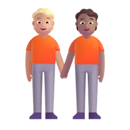 People Holding Hands: Medium-Light Skin Tone, Medium Skin Tone Microsoft 3D Fluent