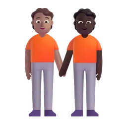 People Holding Hands: Medium Skin Tone, Dark Skin Tone Microsoft 3D Fluent